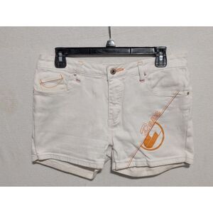 Vintage Y2K Women's Pepe Jeans White Embroidered Denim Shorts Jorts Size 32